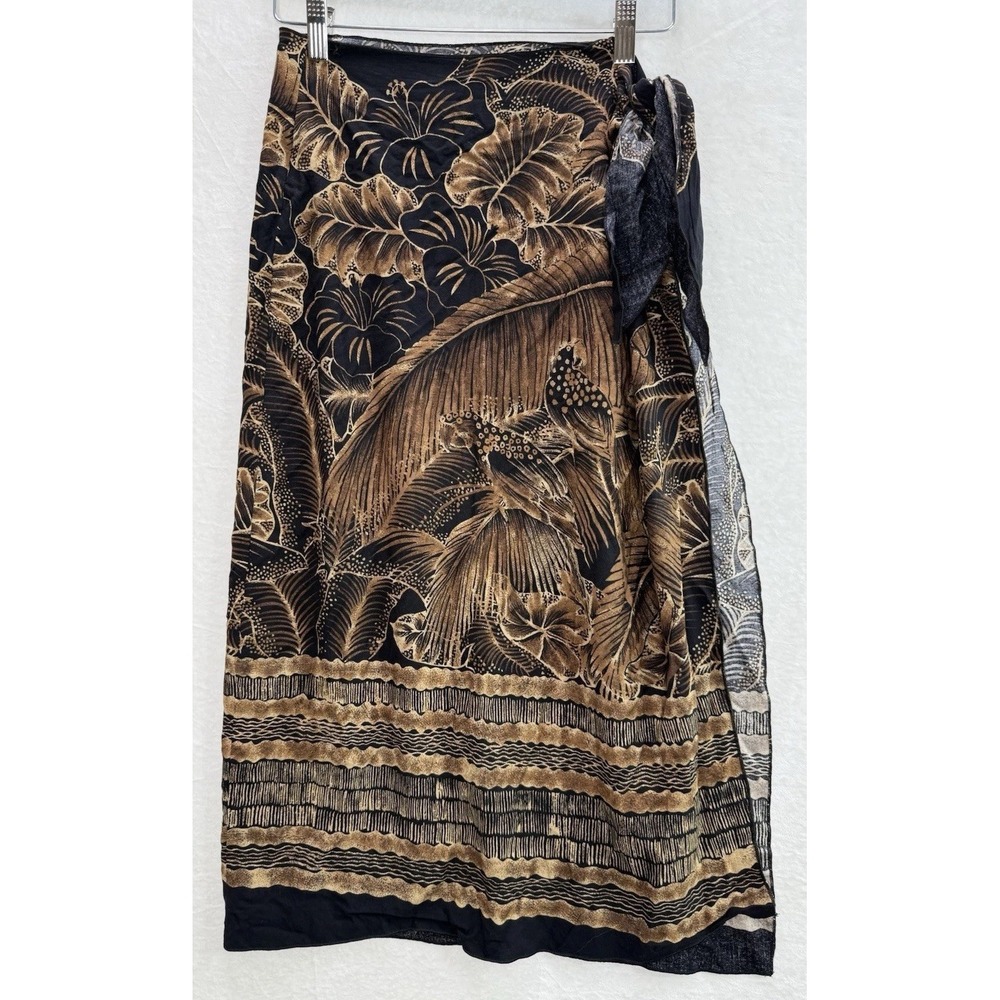 Dotti Women's Side Tie Skirt Wrap Swim Cover-up Black/Brown Rayon One Side